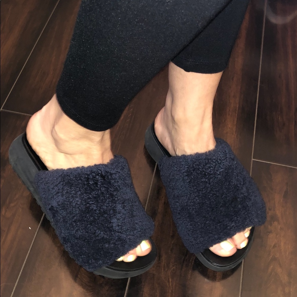 Atelje 71 Cajsa Shearling Platform Slides Blue 7